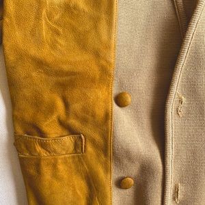 Vintage Leather & Knit Cardigan